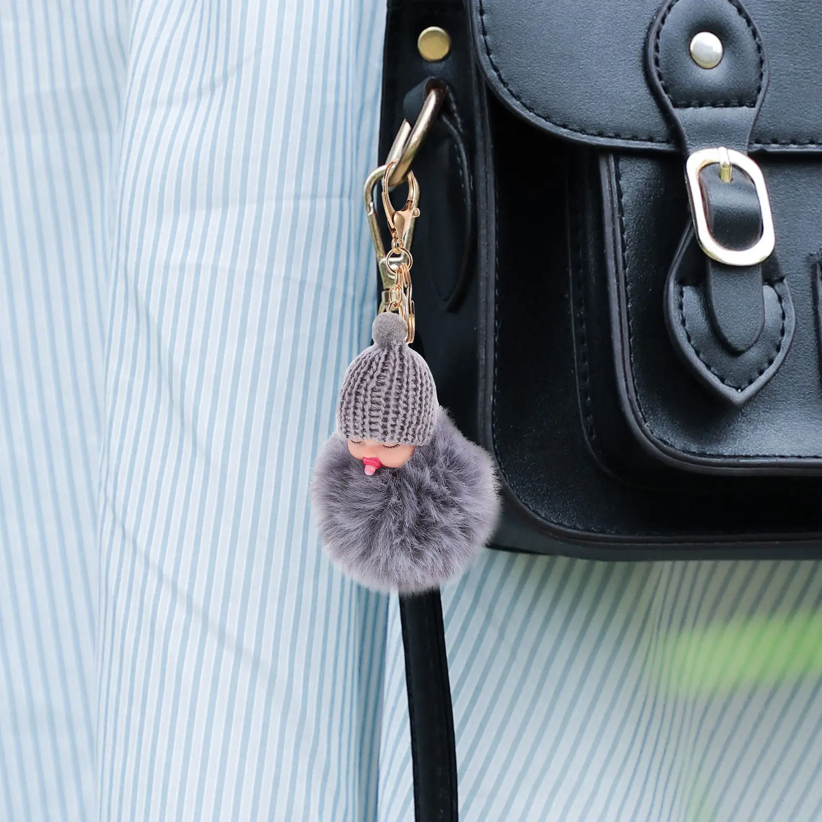 

Cute Pompom Keychain Exquisite Workmanship Vivid Colors Easy Use Decorative Pendant for Keys Bags Gifts Pom Pom Keychain