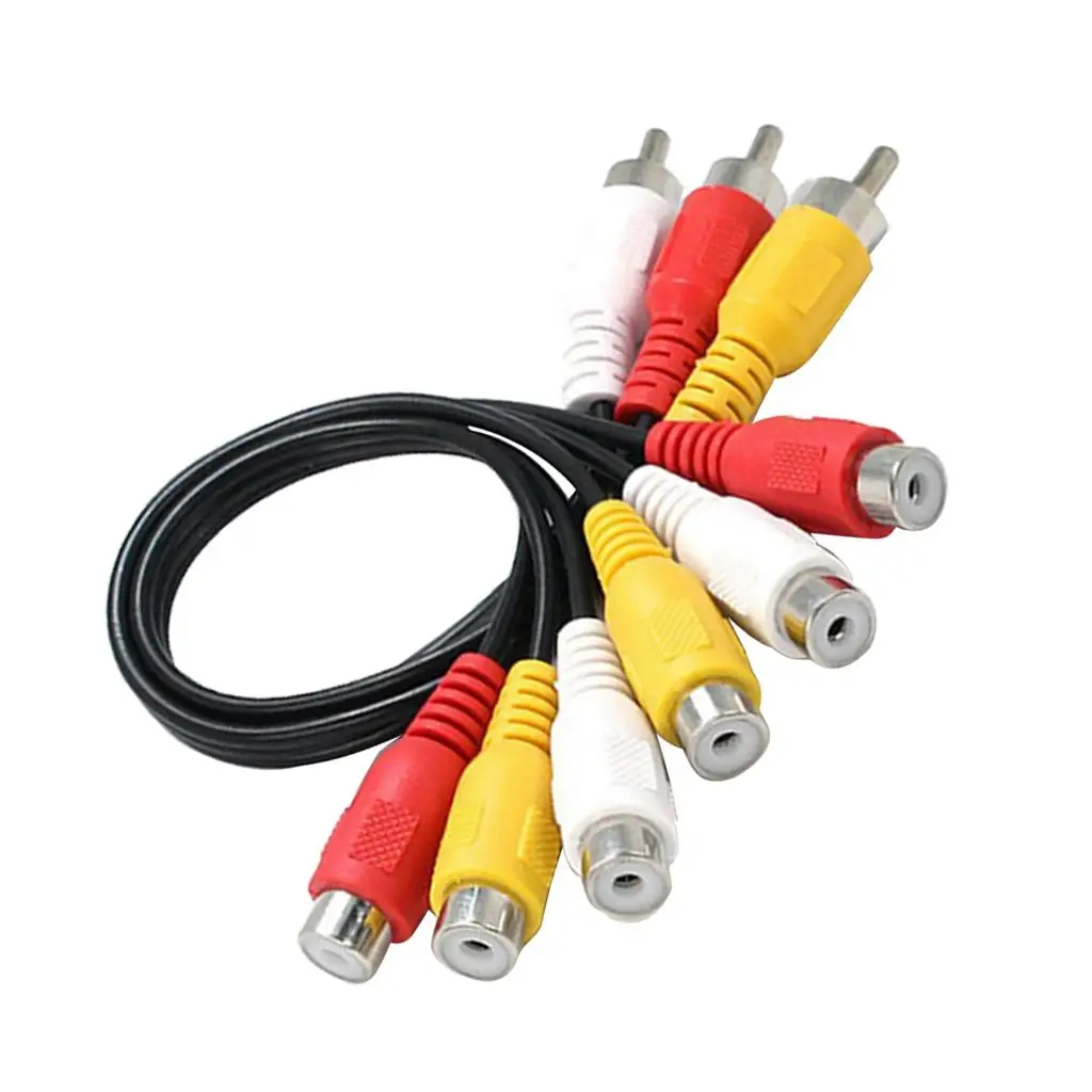 6 Kabel RCA USB Female ke 3 RCA Male Splitter AV Kabel Adaptor untuk AV