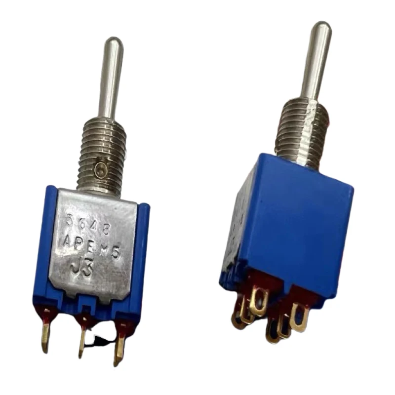 

1PCS/LOTS Imported France APEM 5648CDB Button switch 6 feet 3 gears Toggle side self reset Rocker 6mm