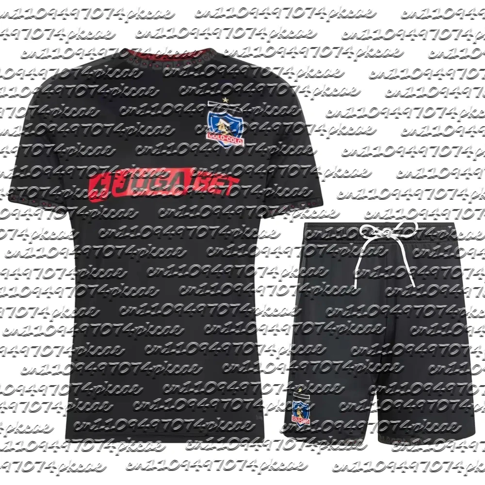 Conjunto de Camiseta y Pantalones Cortos de Fútbol Colo-Colo para Hombre, Modelo 2026, Color Negro, Manga Corta, Transpirable