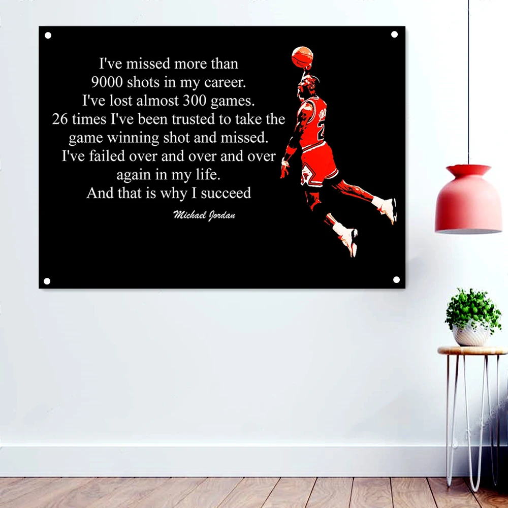 

No. 23 Basketball Star Motivational Banner Flag Mural Fitness Workout Poster Wallpaper Hanging Paintings Bedroom Gym Wall Decor