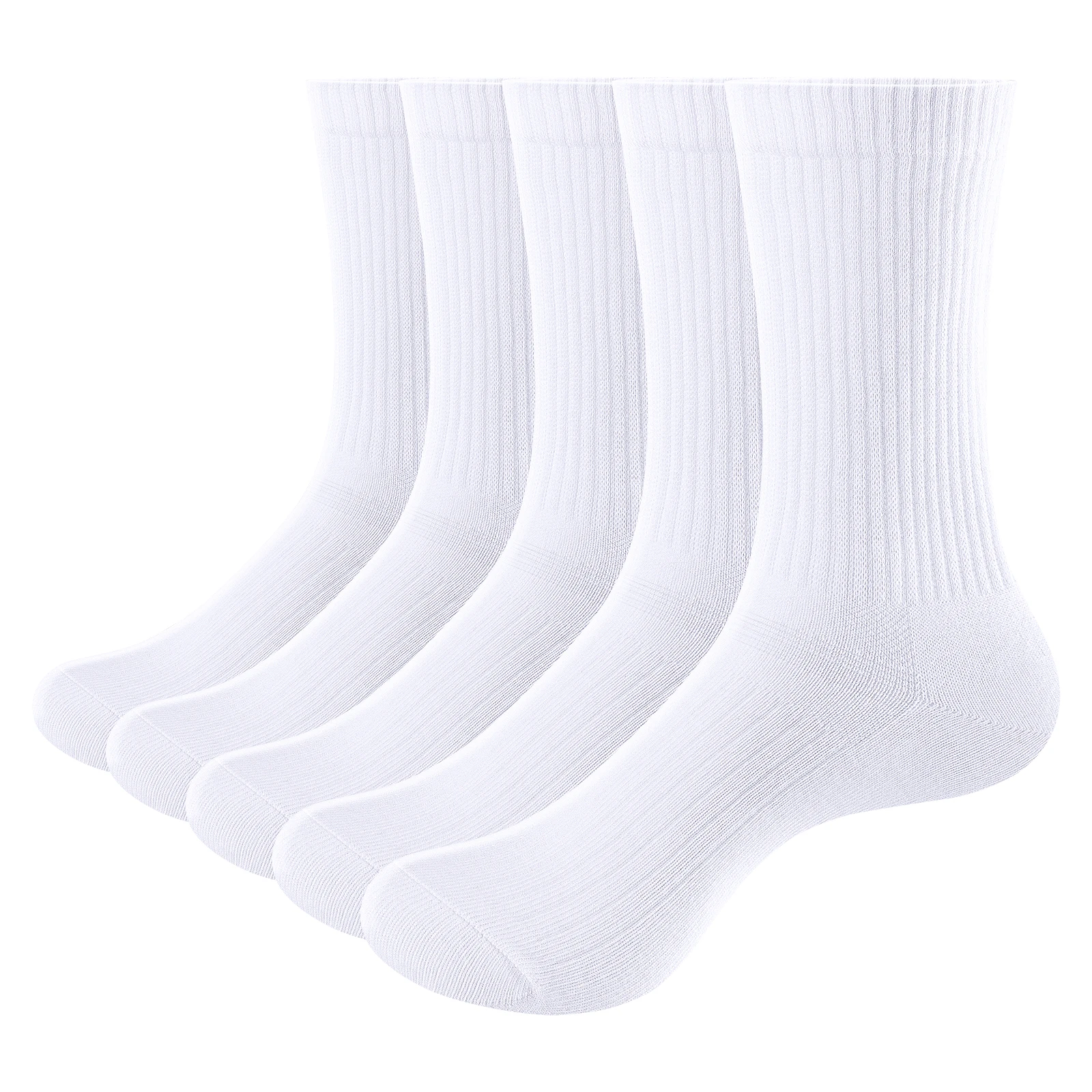 YUEDGE Basic Womens Socks, OEKO Certified Mid Calf Thin Combed Cotton Casual Everyday Business Dress Socks,  5 Pairs/Pack