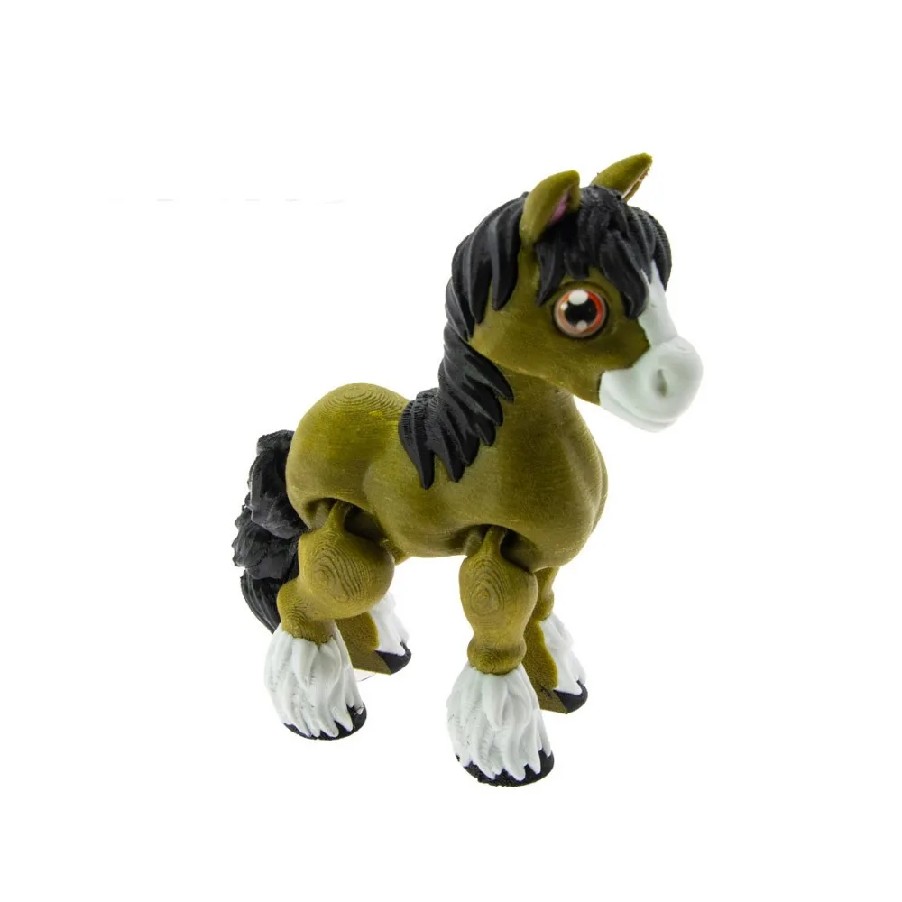 

All-in-one Molding 3D Printed Horse Crystal Horse Rotatable 3D Printed Diceratops Horse Flexible Poseable Joints