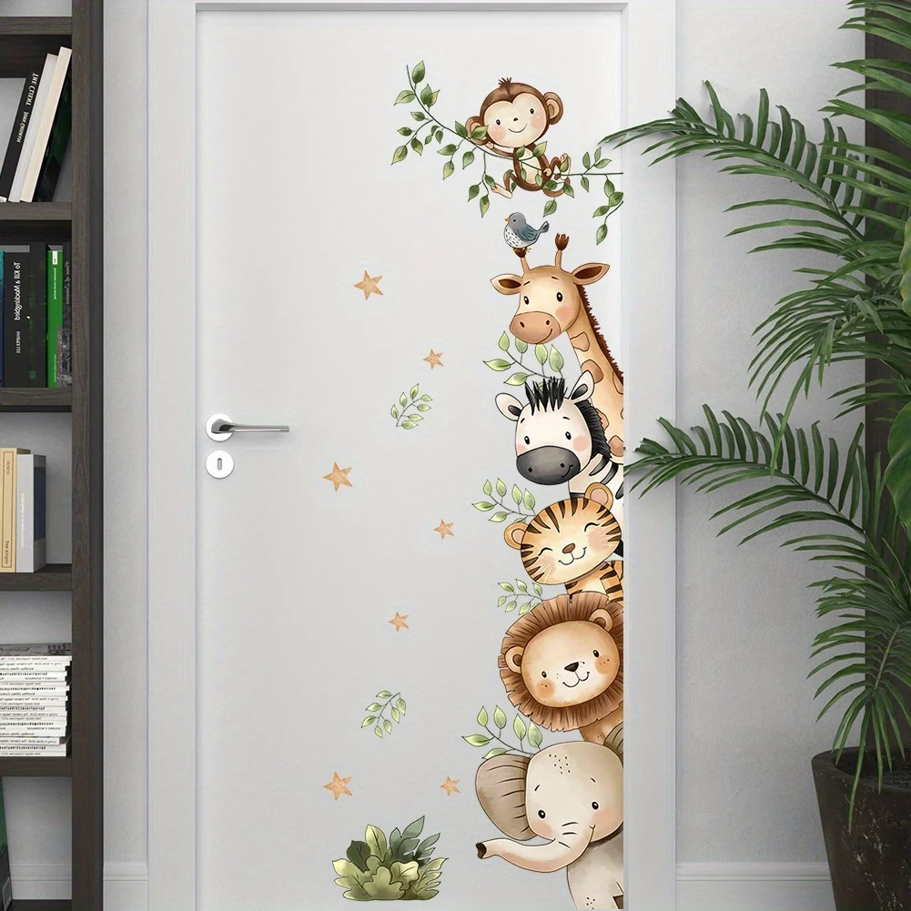 1 Piece of Watercolor Forest Animal Wall Sticker (Elephant, Lion, Giraffe, Zebra) Suitable for Bedroom, Living Room, Sofa Background Wall Decoration