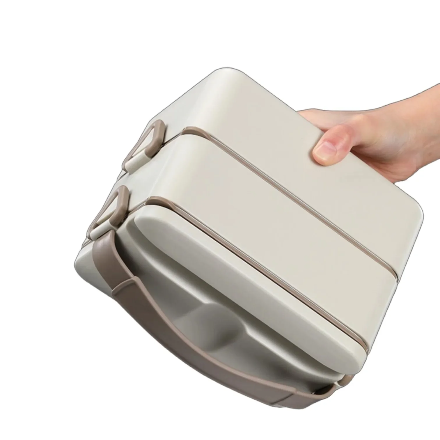 Certification Microwavable 304 Stainless Steel Bento Box with PP Shell and Silicone Handle Portable 2 Layer Lunch Box