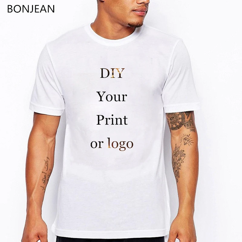 

Customized Print T Shirt for Men DIY Your like Photo or Logo White Top Tees T-shirt Custom Uniform Company Team tshirt