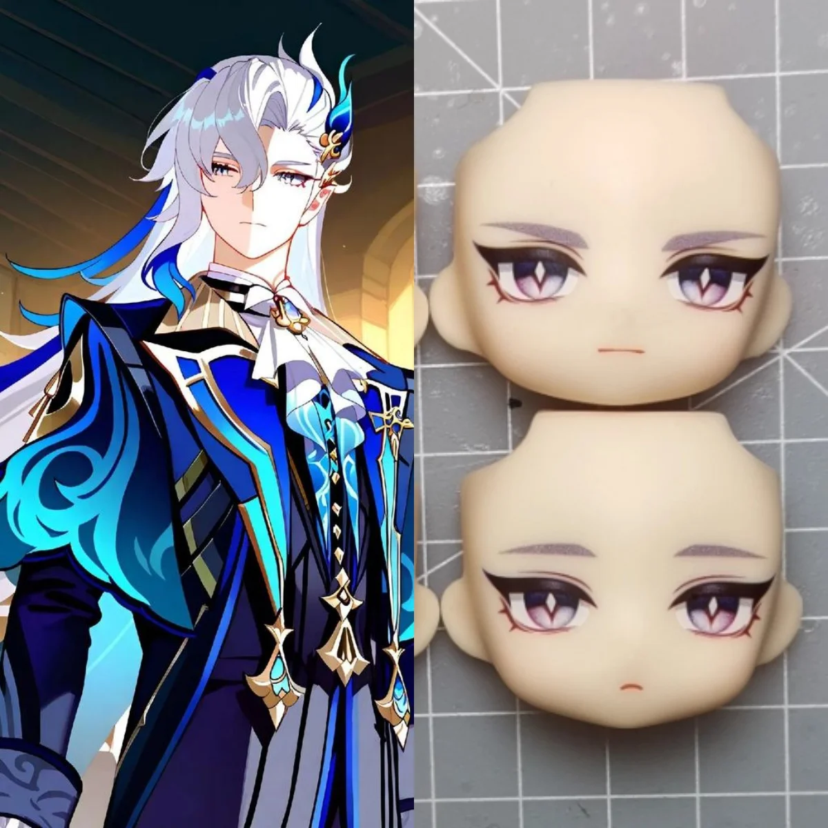 Neuvillette Ob11 Doll Face Handmade Water Sticker Faceplates Anime Game Cosplay Toy Accessories
