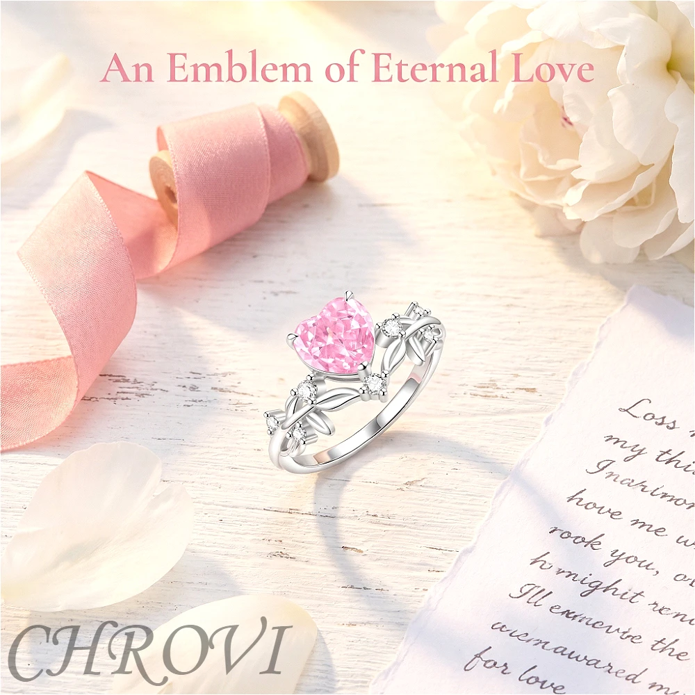 Fashion 925 sterling silver colored gemstone ice heart vine ring - versatile love finger ring