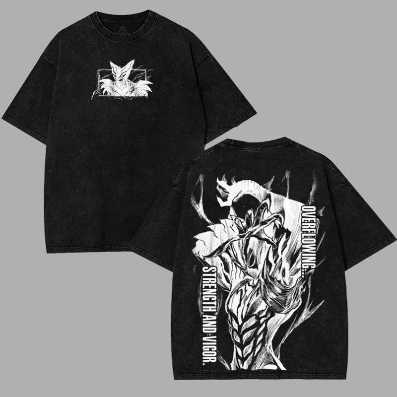 

Garou ONE PUNCH-MAN Printed T Shirt For Men Clothing Street Y2k Vintage Washed T-shirt Casual Acid Washed high quality soft tee