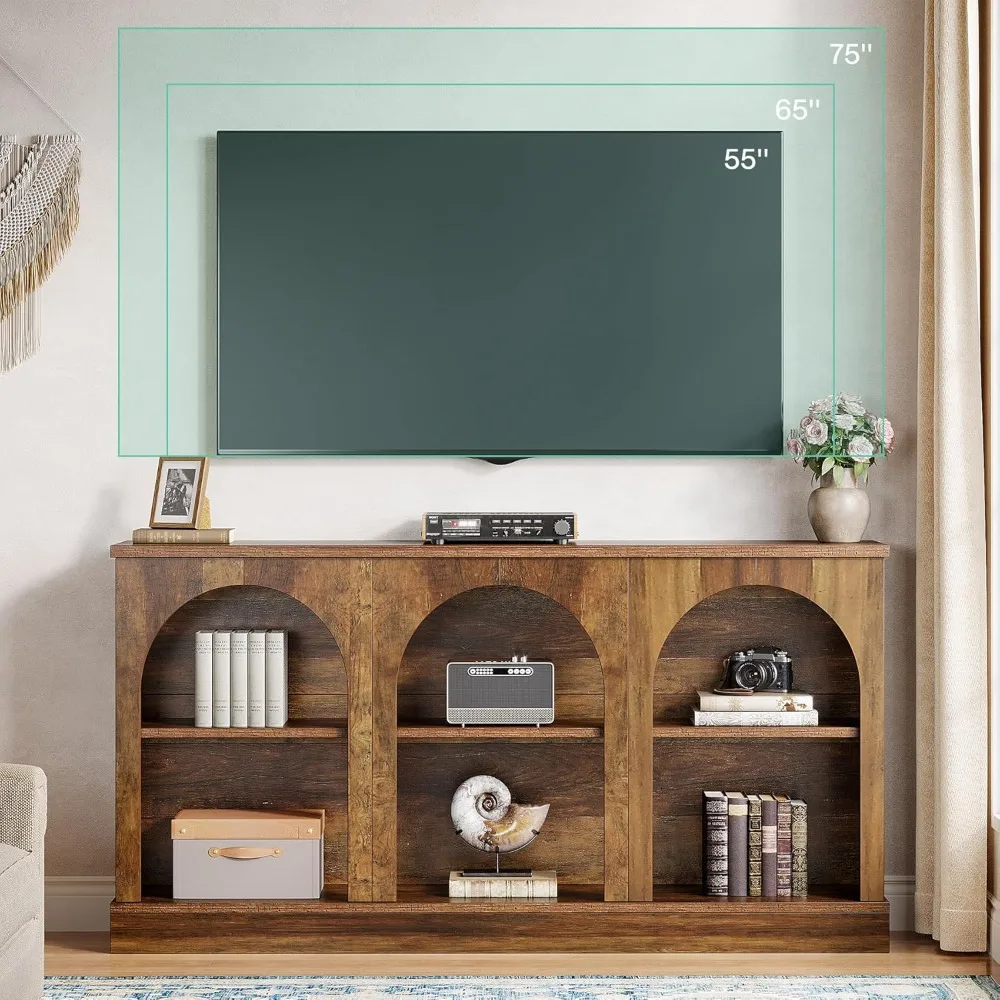 وحدات تحكم تلفزيون لغرفة المعيشة، حامل تلفزيون لتلفزيون 55/60/65 بوصة، حامل مركز ترفيه وسائط المزرعة مع S #6