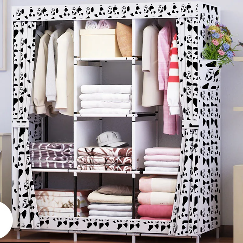 Waterproof Oxford Cloth Multi-purpose Clothing Storage Cabinet Wardrobe DIY Assembly Reinforced Folding Storage Closet Furniture