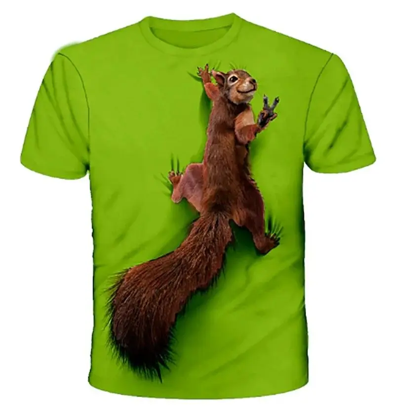 Summer Funny Squirrel Animal T-Shirts 3D Print Men Short Sleeve O-Neck T Shirt Casual Harajuku Y2K Top Street Tees Men Clothing