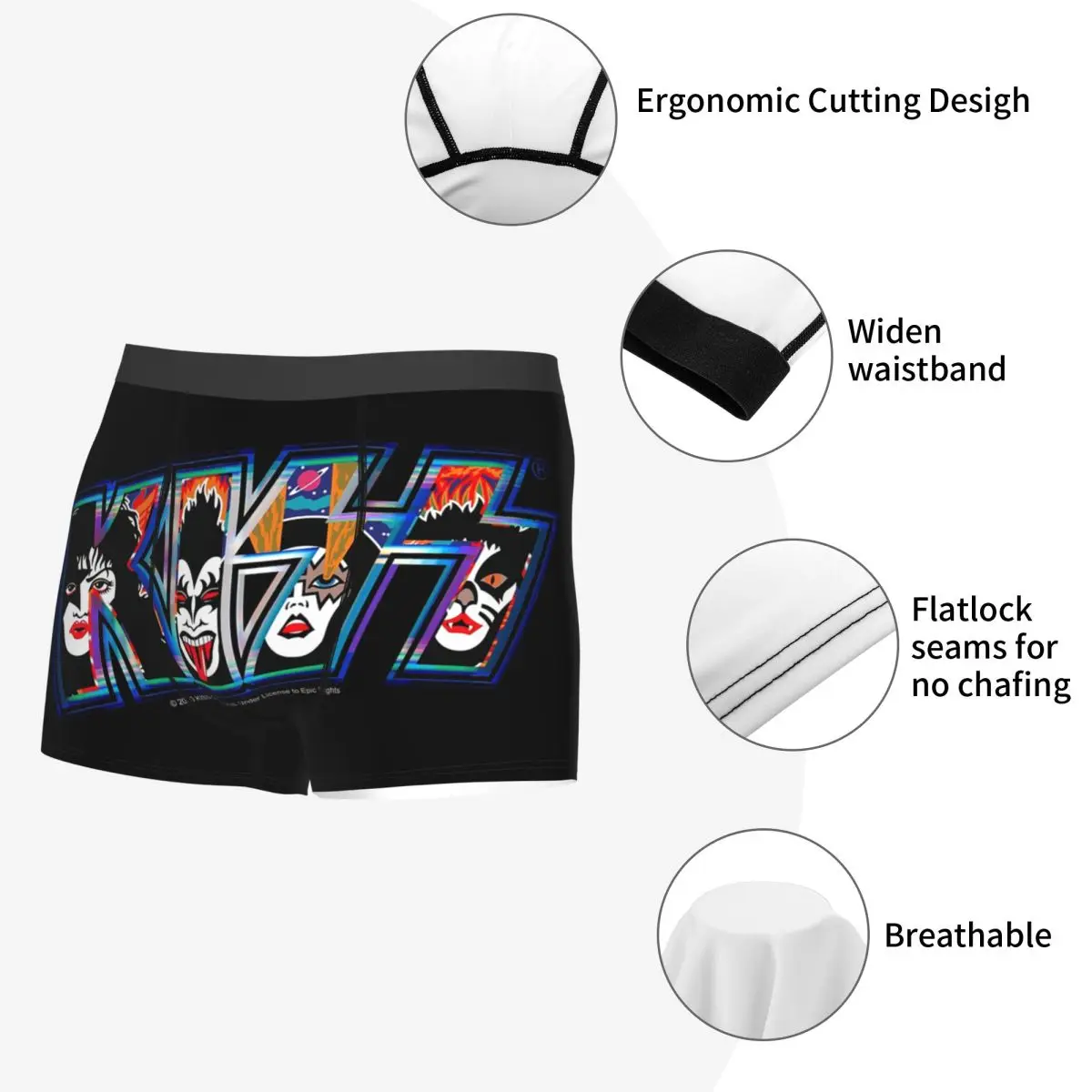 Boxer Underpants Shorts Kiss Rock Band Retor Panties Men Ventilate Underwear for Homme Man Boyfriend Gift