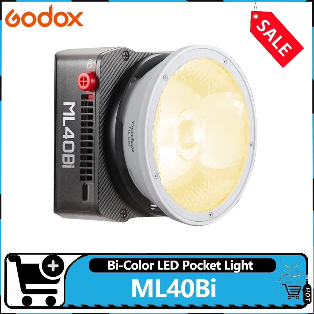 Godox Bi-color ML40Bi Portable LED Light 2800-6500K Photography Fill Light Built-in 11 Lighting Effects for Content Creators