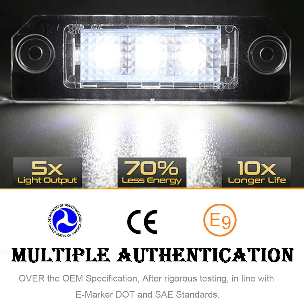 2pcs LED Rear Tail License Number Plate Backlight Reverse Stop Lamp For VW Golf 4 5 Lupo Polo 9N Passat 3C B6 Limousine White