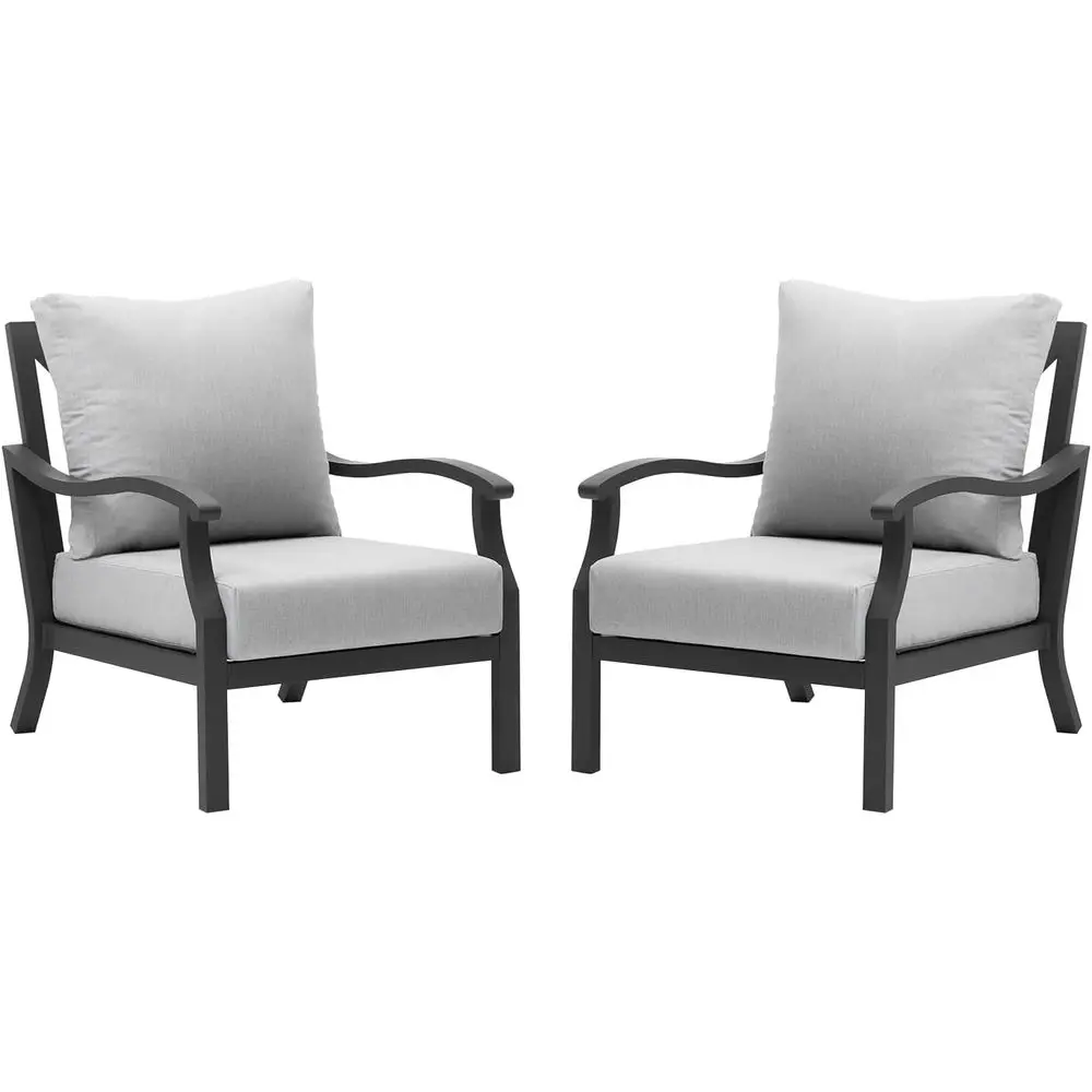 

Weather-Resistant Outdoor Patio Sofa Set: 2-Piece Single Sofa Chair with Plush Cushions, Grey