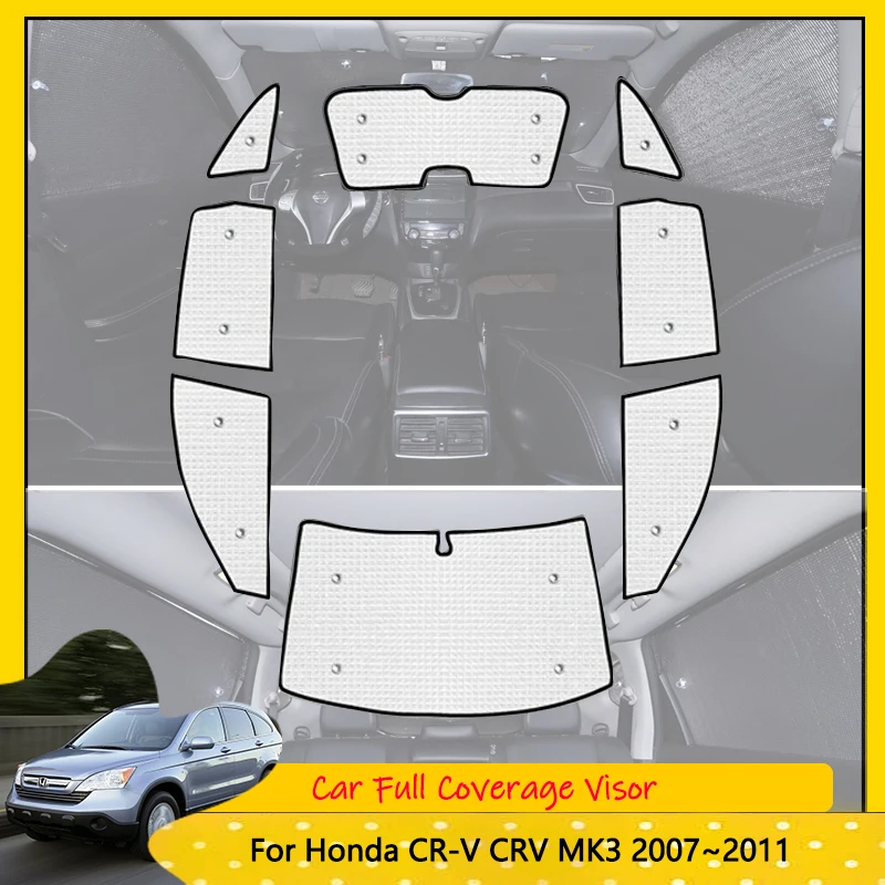 For Honda CR-V CRV RE1–RE5 RE7 MK3 2007~2011 2008 Car Full Coverage Sunshades Anti-UV Windshield Cover Reflective Sun Visors