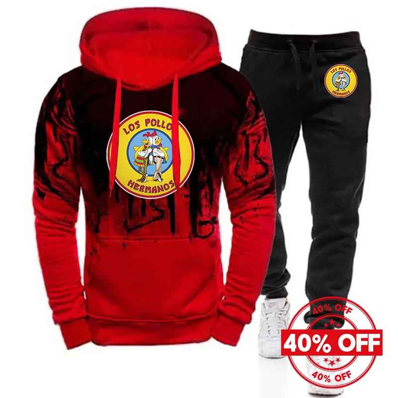 

2025 Spring And Autumn Man's Breaking Bad LOS POLLOS Chicken Brothers Logo Print Loose Comfortable Hoodies+Trendy Pants Suits