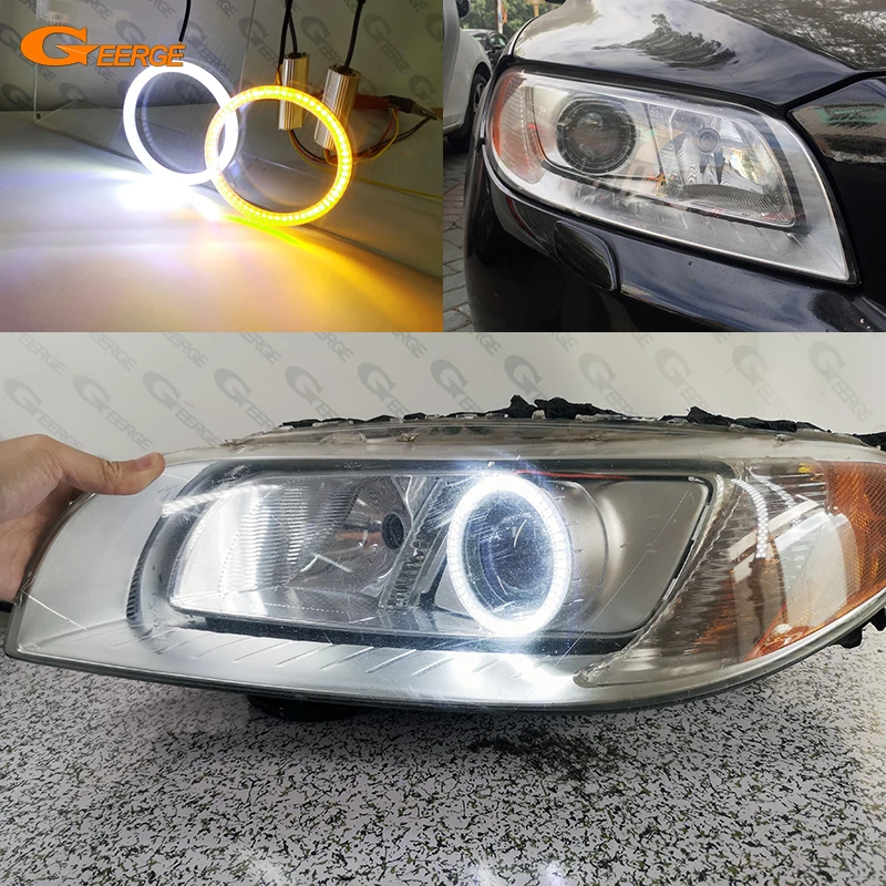 Geerge For Volvo S80 V70 XC70 Xenon Headlight Ultra Bright A/W Switchback Day Light Turn Signal Led Angel Eyes Kit Halo Rings