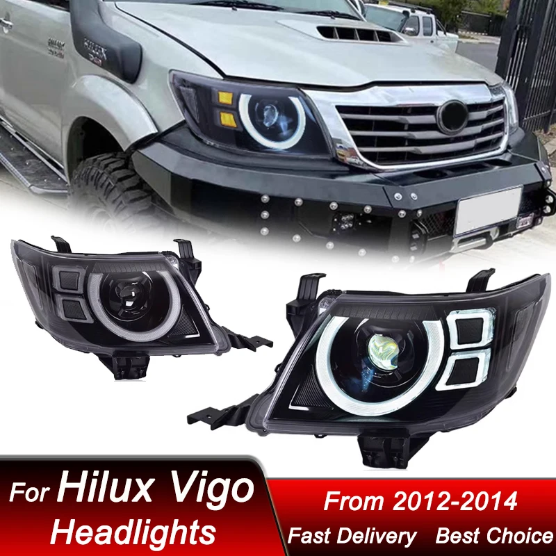 Hot Car LED Headlights For TOYOTA HILUX VIGO 12-14 Defender style LED Assembly Upgrade Configure Projector Lens Accessories Kit