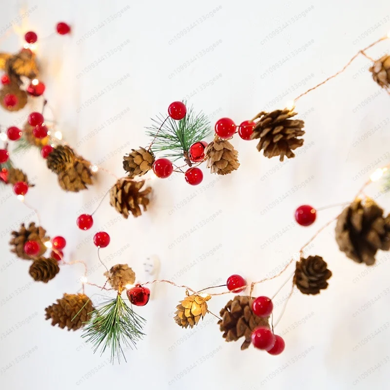 Pinecone & Berry Decorative String, Glowing Christmas Garland for Tree Home Scene Arrangement