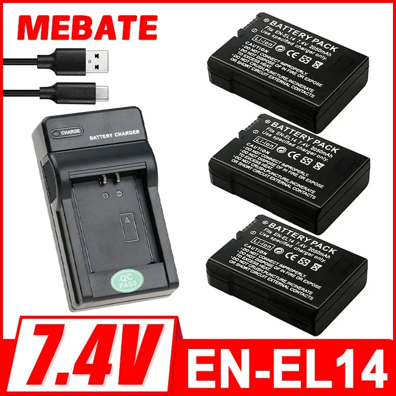 EN-EL14 EN-EL14A BATTERY 2050MAH For Nikon D5600 D5200 D3300 D3400 D3500 D5300 D3100 D3200 Coolpix P7800 P7700 P7100 Cameras