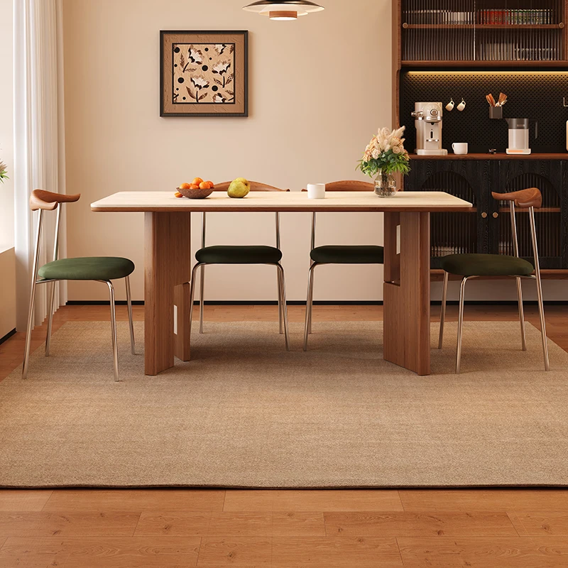 Medieval Rock Slab Dining Table Simple Small Apartment Living Room Household Solid Wood Rectangular Dining Table