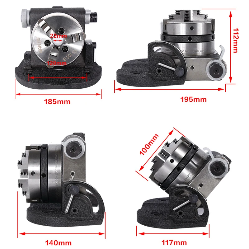 

4-дюймовая вертикальная горизонтальная универсальная индексирующая головка, простая индексирующая пластина, индексатор наклона, сверлильный станок, аксессуар для фрезерного станка