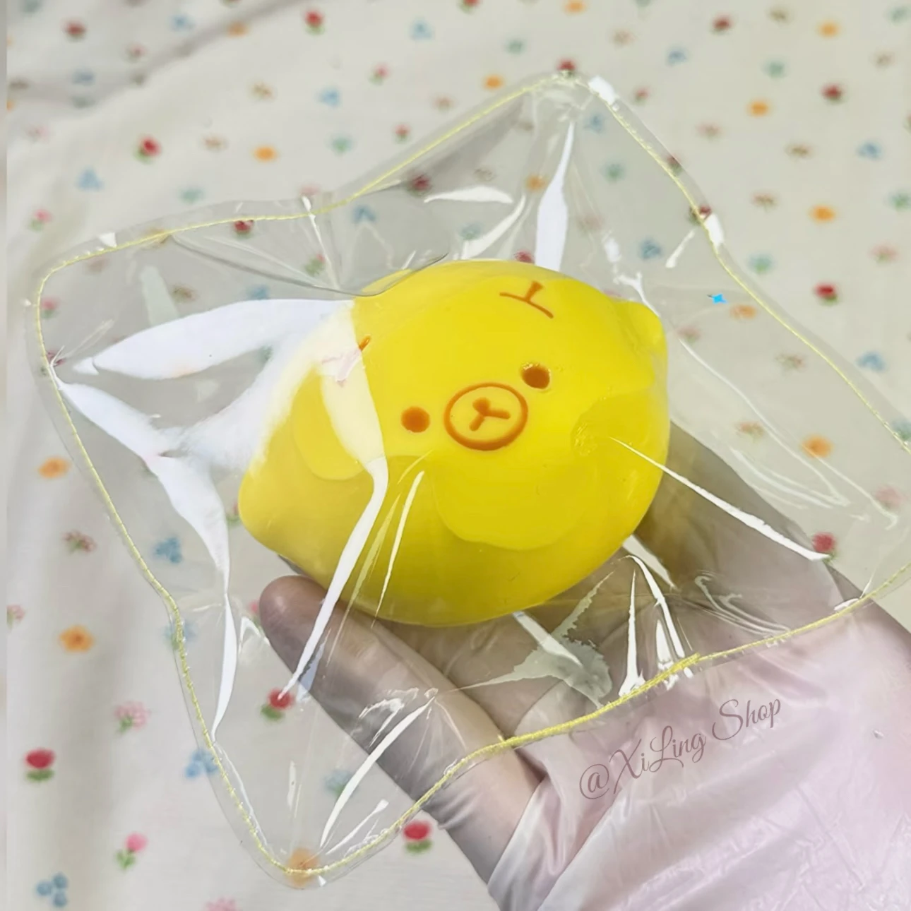 

1Pc Handcrafted Lemon Bear Squishy: Creamy Clay Texture - Food Grade Silicone Stress Reliever