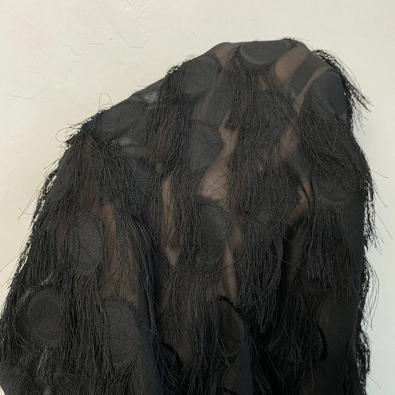 100x140cm Feather Fringe Chiffon Fabric 3D Cut Feather Fabric For DIY Sewing Coat Apparel Tops Cloak
