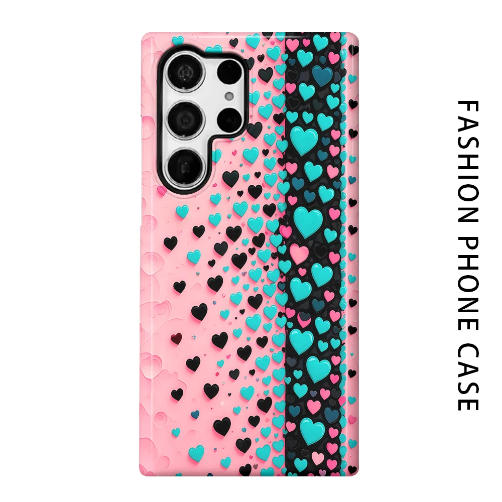 Glitter Heart Phone Case for For Samsung Galaxy S26 S25 S24 S23 S20 FE A56 A36 Ultra Glossy HD Hard Cover Film Shell