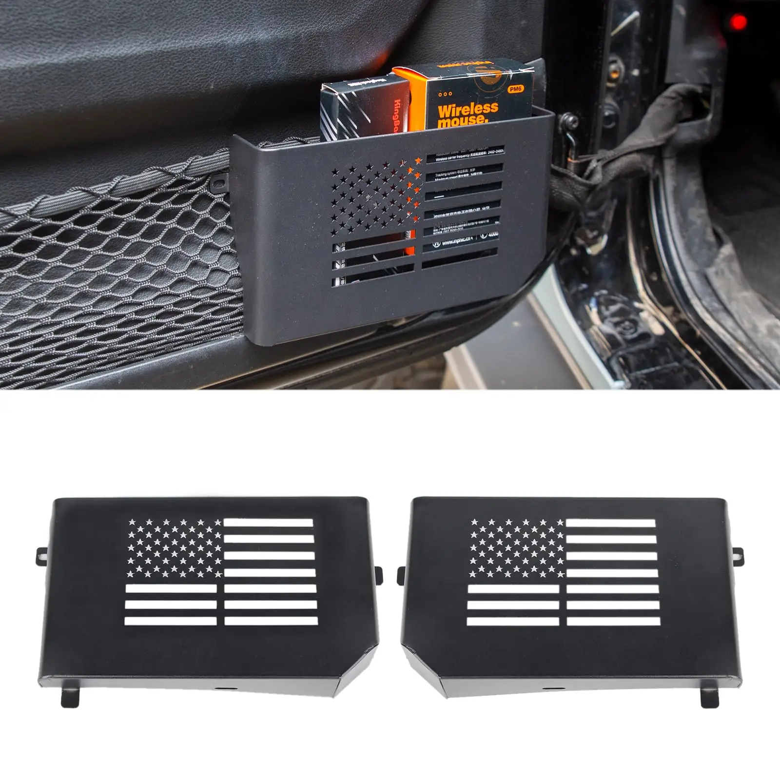 

Metal Front Door Storage Box Door Side Insert Organizer Box Pockets for Jeep Wrangler JL 4XE JLU Rubicon Sport Gladiator JT