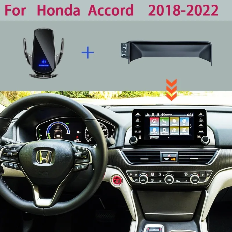 Car Phone Holder For Honda Accord 10th Gen CV 2018 2019 2020-2022 7/8-Inch Screen Fixed Navigation Bracket Wireless Charging