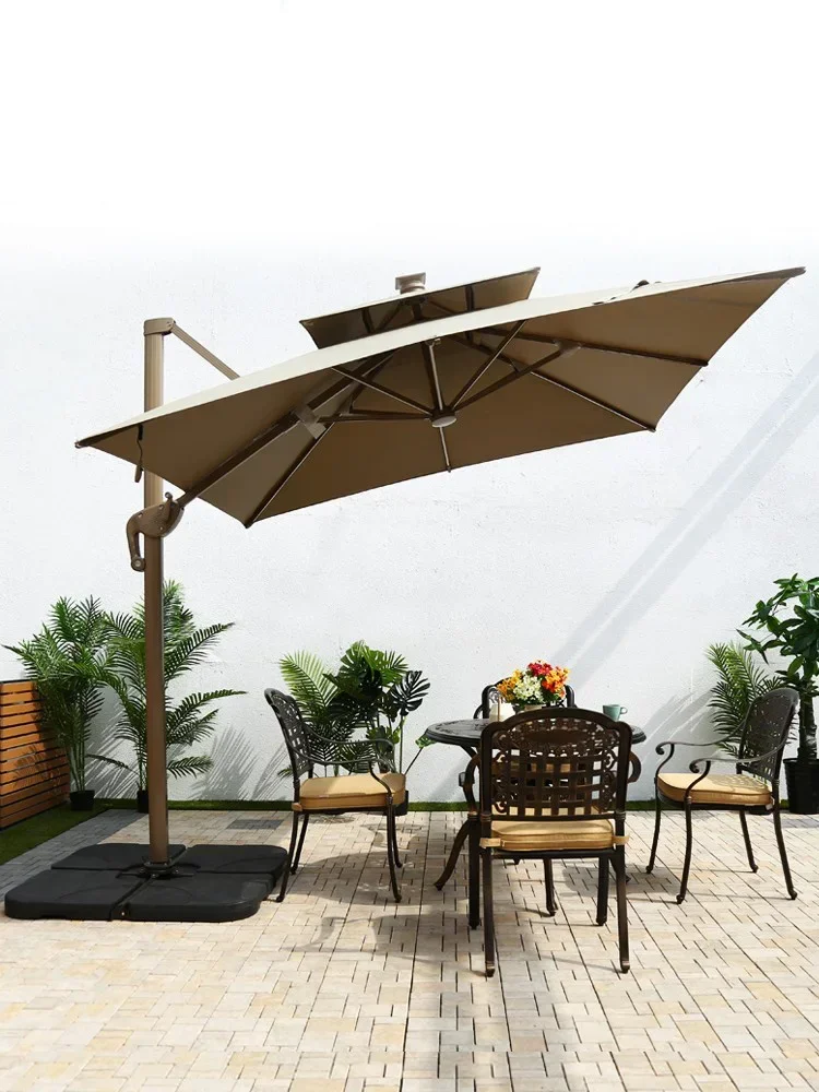 simple Fashion Outdoor Parasol Court Terrace Villa Garden LED Roman Umbrella Outdoor Stand