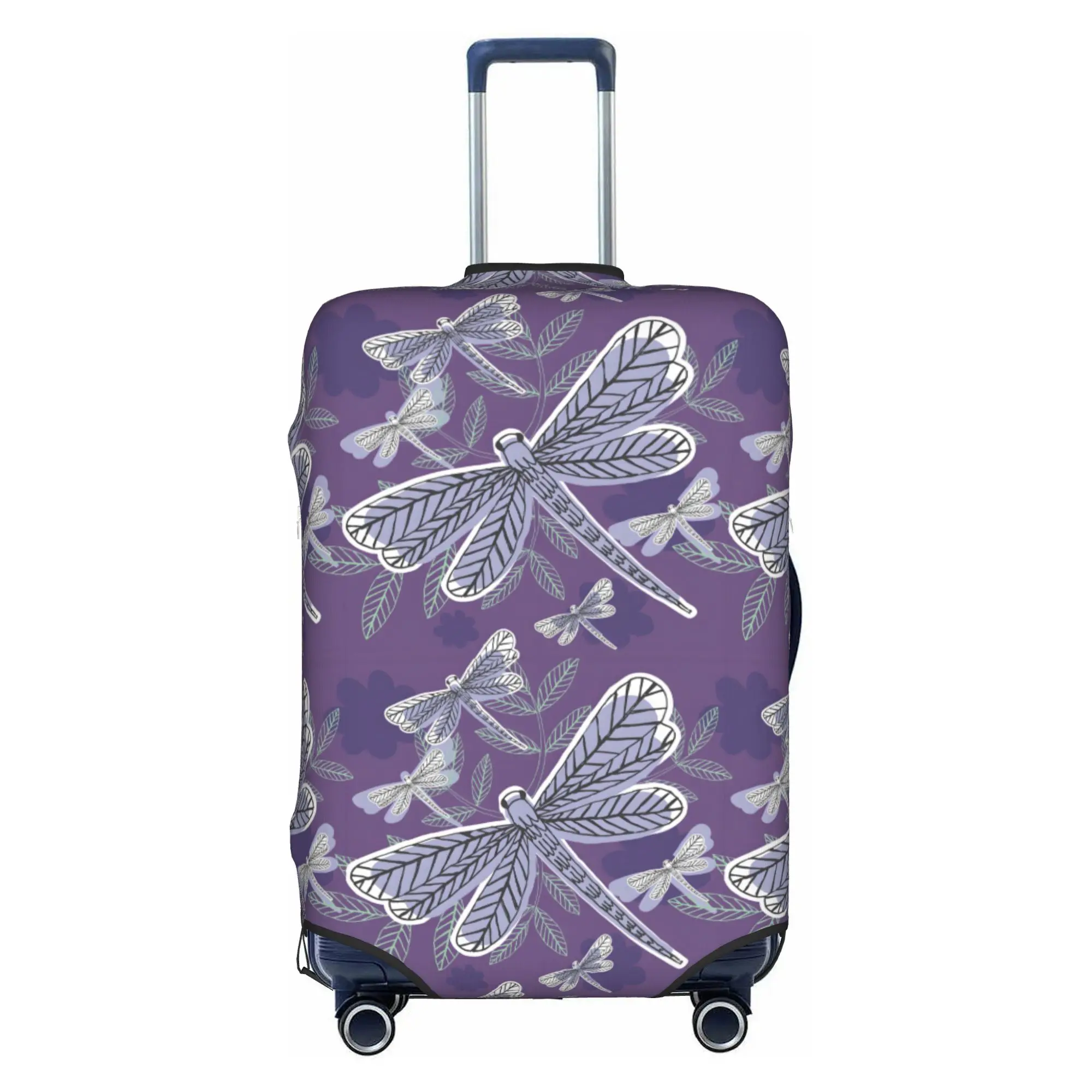 Funny Colorful Dragonfly  Travel Luggage Cover Washable  Suitcase Cover Protector Fit 18-32 Inch