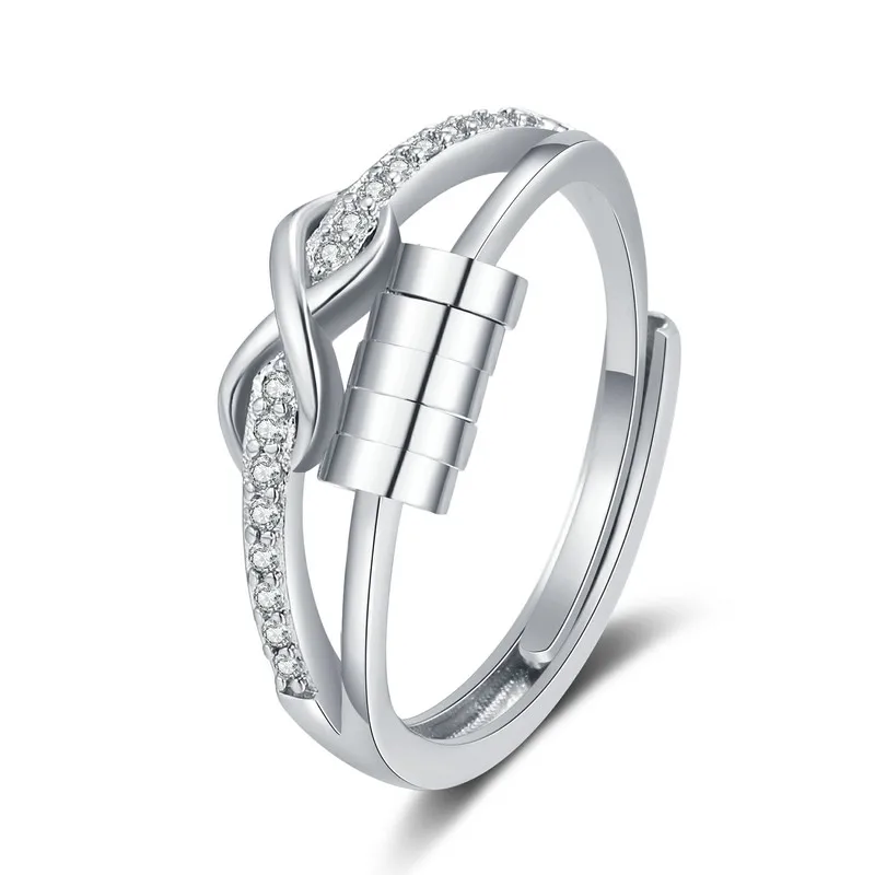 Cross-border bestseller Infinite Love Rotating Ring, Figure-8 Shape with Micro-set Cubic Zirconia,