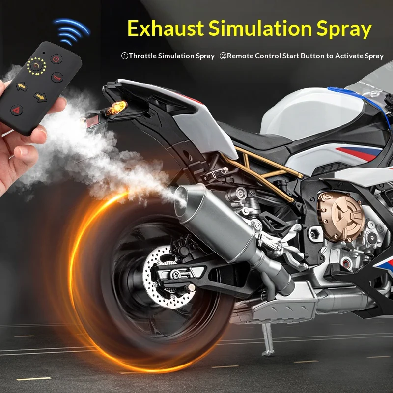 BMW S1000RR Motorcycle Model Can Start Spray Remote Control Motorcycle Racing Figure Boy Toy Gift