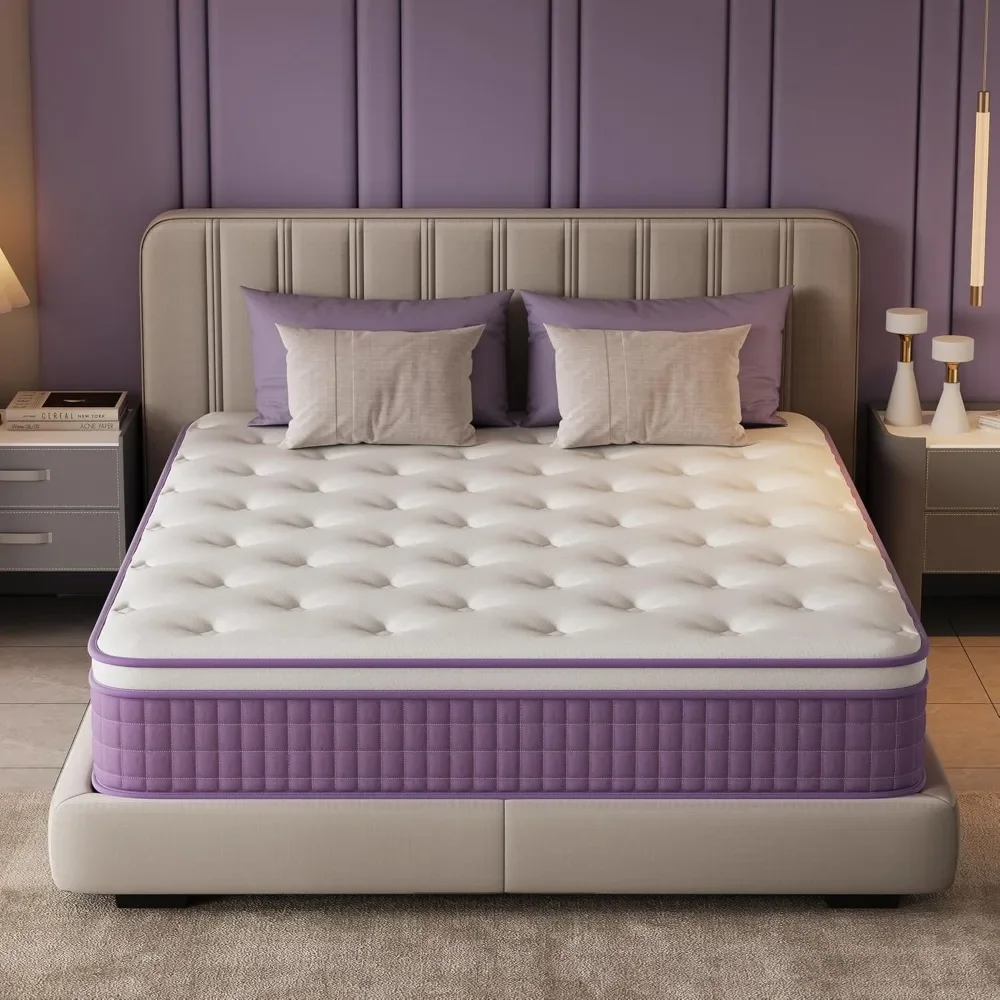

12 Inch Hybrid Mattress with Gel Memory Foam and Pocket Springs, Medium Firm, Pressure Relief, Mattresses