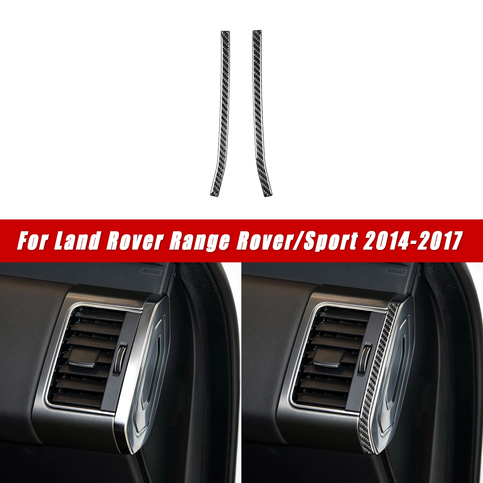 For Land Rover Range Rover/Sport 2014-2017 Car Interior Trim Accessories Real Soft Carbon Fiber Stickers Dual side vents Trim