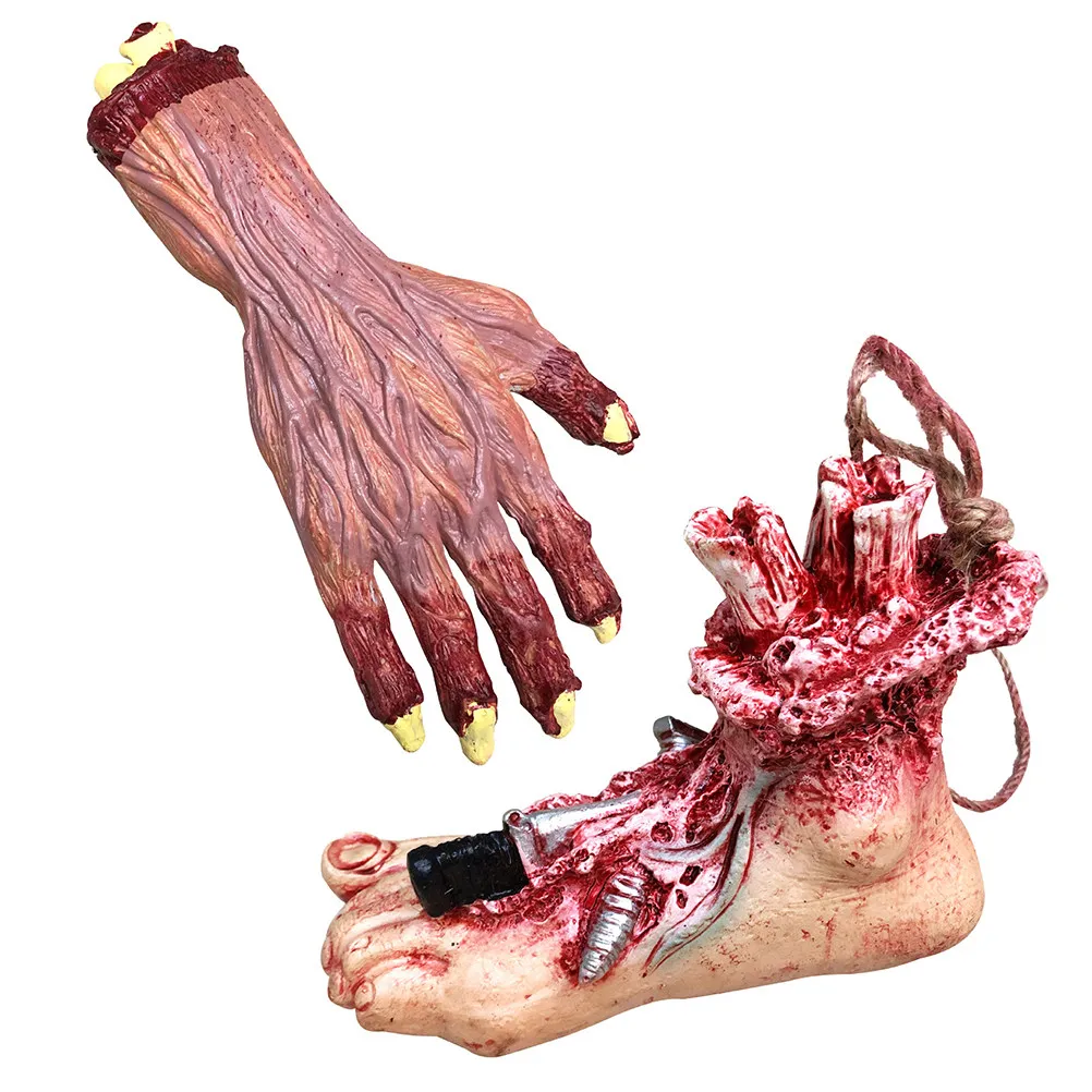 

2pcs Hands Feet Props Halloween Fake Hands Feet Plastic Pp Cotton Lightweight Durable Funny Drops Trick Decor Party Scene Layout
