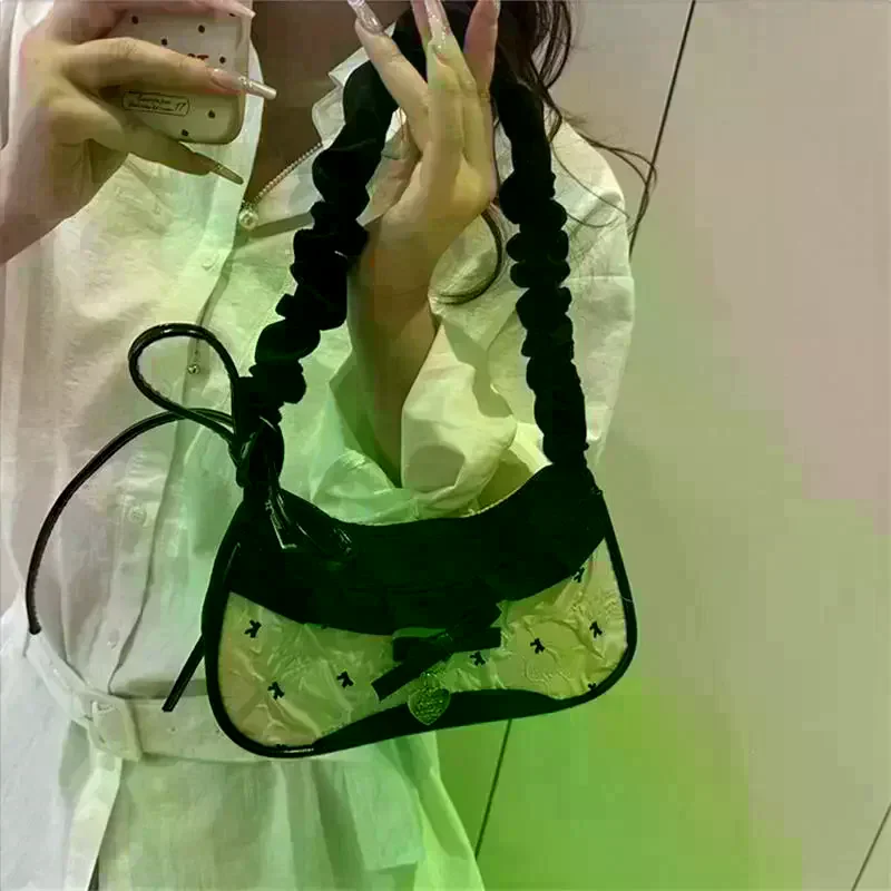 New Plaid Bag Pleated Contrast Color Shoulder Bag Trend Simple Match Single Oulder Slant Cross Bag Commuter Small Square Bag
