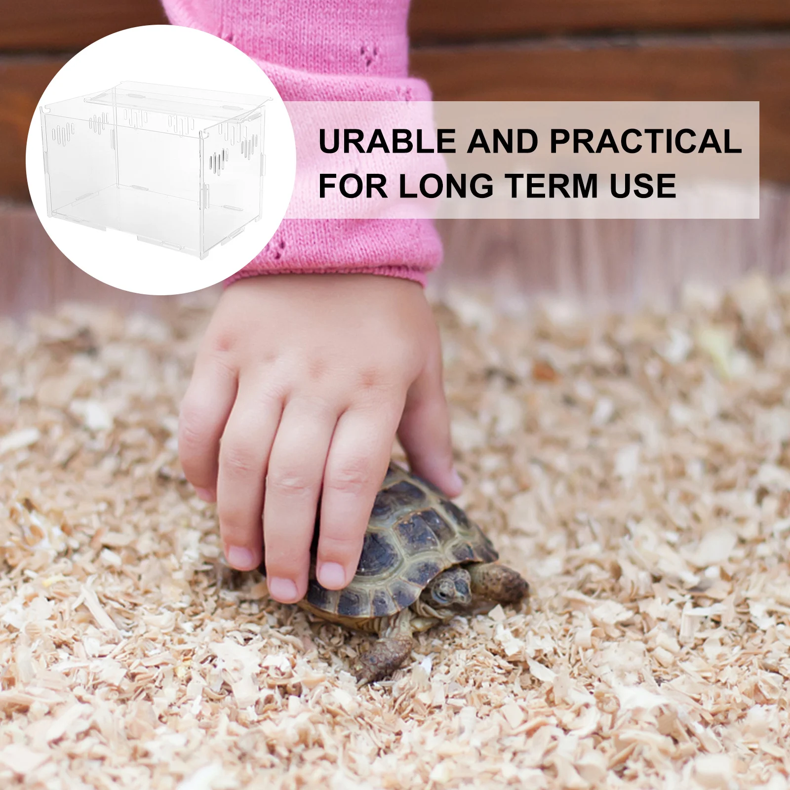 

1Pcs Acrylic Reptile Feeding Box Clear Assembled Terrarium Habitat Breeding Container for Small Crawlers Crabs Spiders Turtles