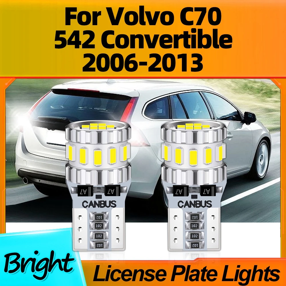 

2Pcs LED Bulbs Car License Plate Light T10 CSP Chip W5W For Volvo C70 542 Convertible 2006 2007 2008 2009 2010 2011 2012 2013