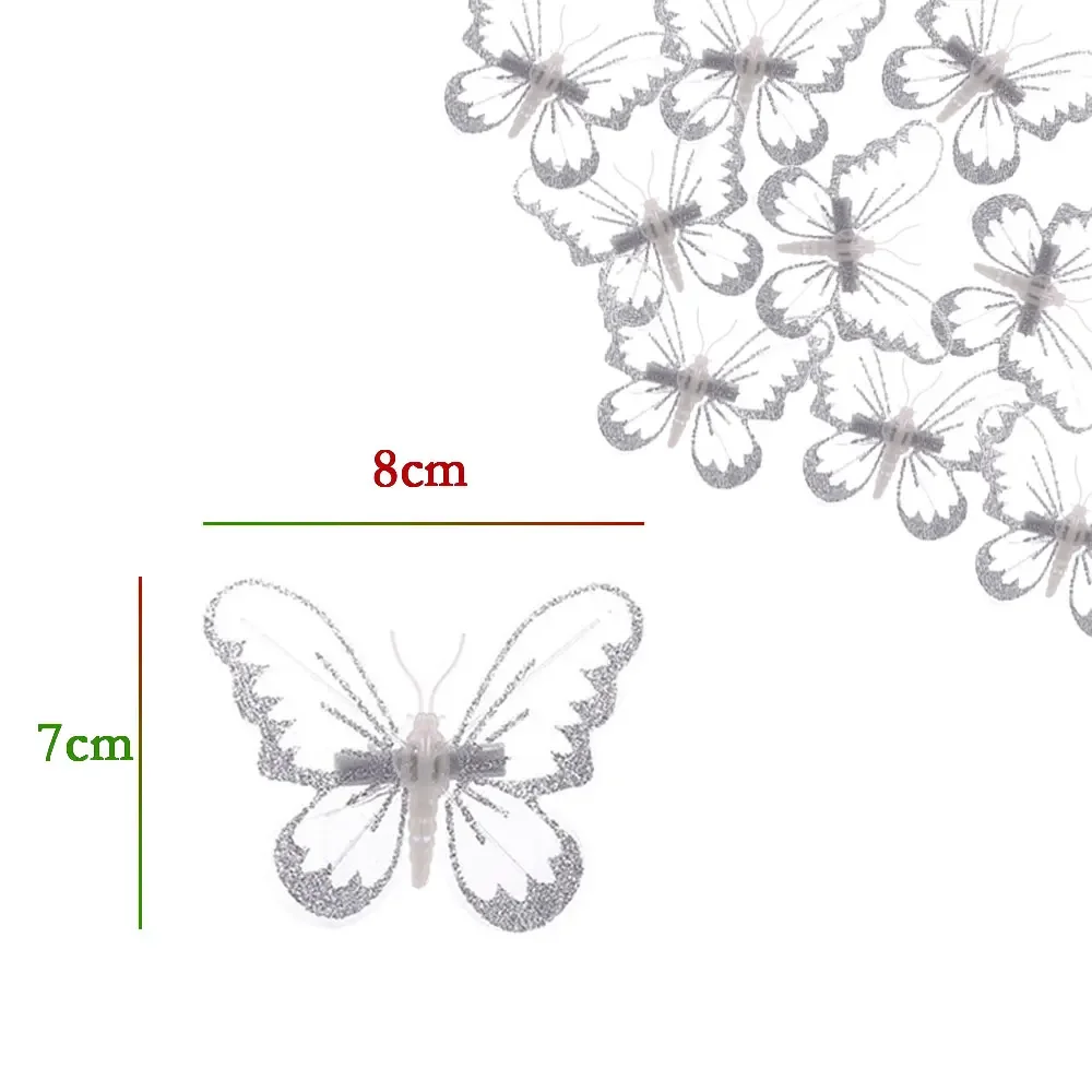 12Pcs Christmas Tree White Butterfly Clip Xmas Tree Pendant Butterfly Clip New Year Ornament for Home Christmas Tree Decorations