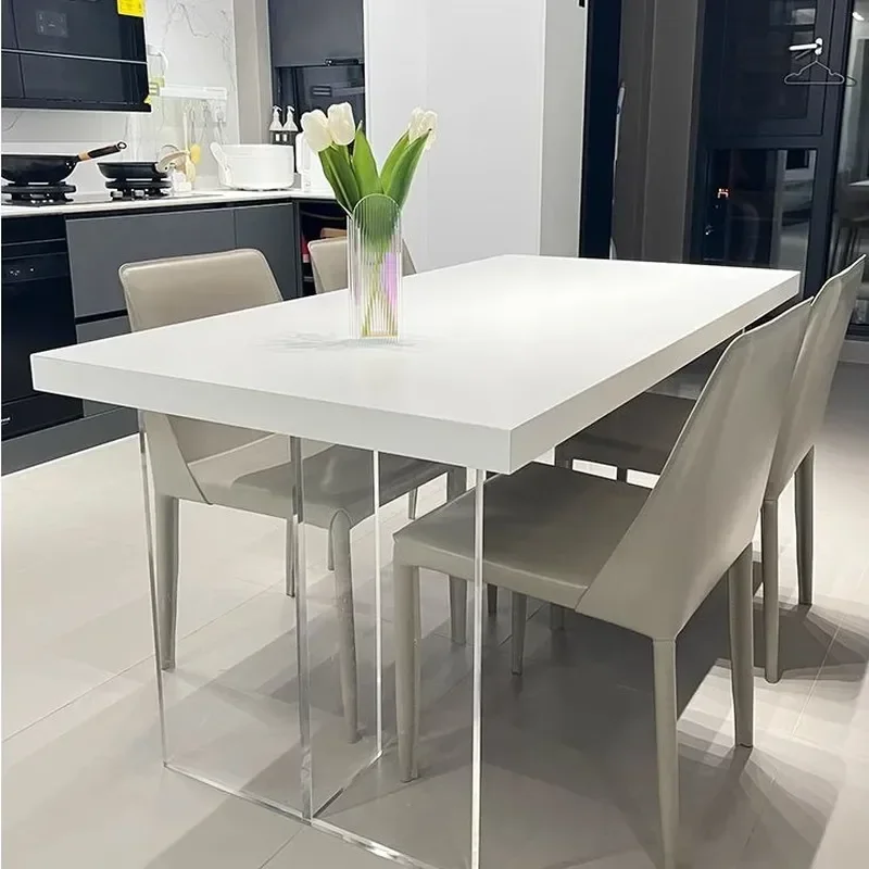 Acrylic Suspended Rock Slab Dining Table Italian Minimalist Transparent Nordic Style Rectangular Island for Home