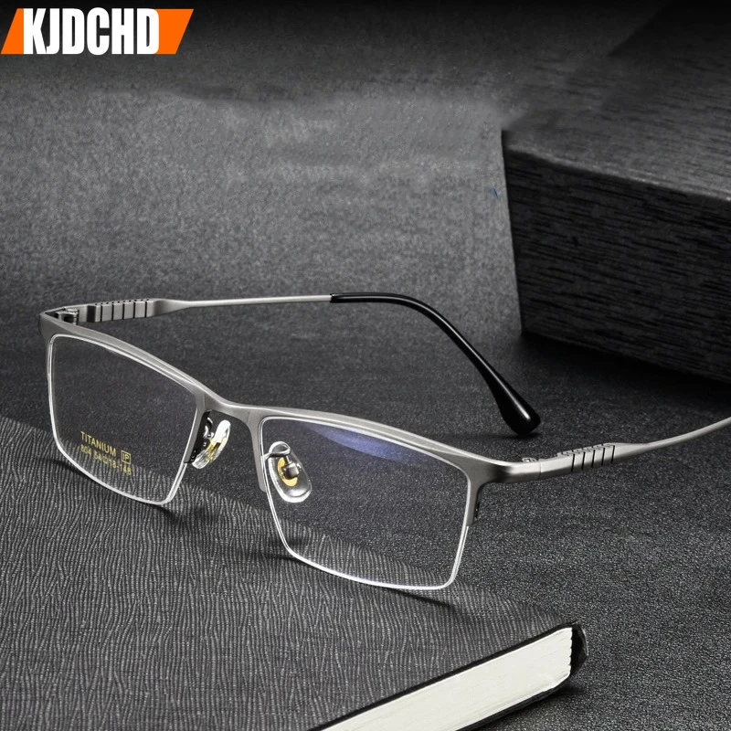

Business Pure Titanium Glasses Frame Men Square Spectacle Half Frame Men's Glasses Optical Lenses Prescription Eyeglasses