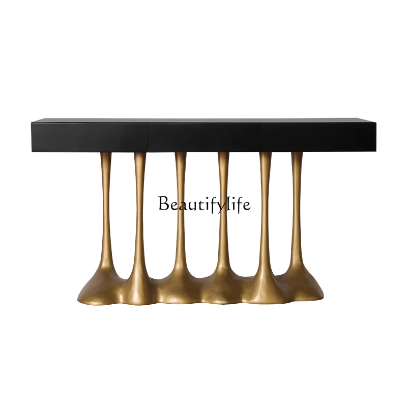 

Italian light luxury entrance table art aisle shelf against the wall strip table