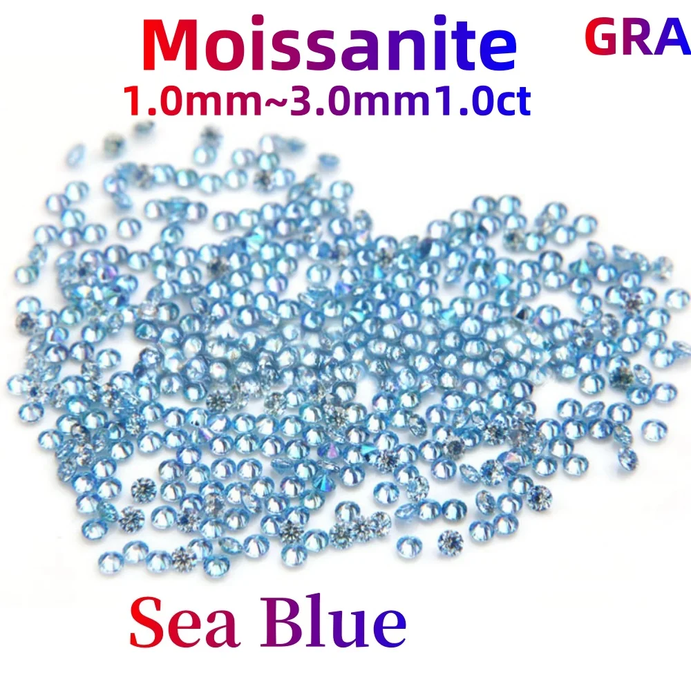 

Top Belgium Cut Small Size Stones Loose Aquamarine Blue Moissanite 1.0mm-3mm1.0ct Lab Grown Moissanite Diamonds Bead for Jewelry