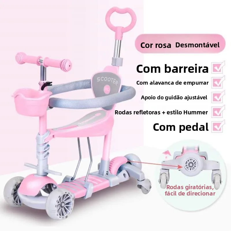 children's-three-in-one-five-in-one-safety-protection-skateboard-with-guardrail-baby-carriage-multi-functional-sports-equipment