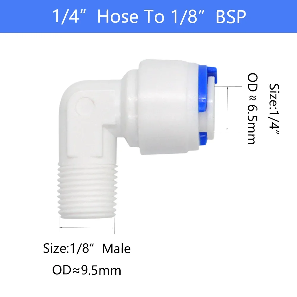 Aquarium RO System Quick Connector Set 1/4 3/8 1/2'' BSP Male Thread Adapter Elbow Combination Tube for Water Filter Fittings